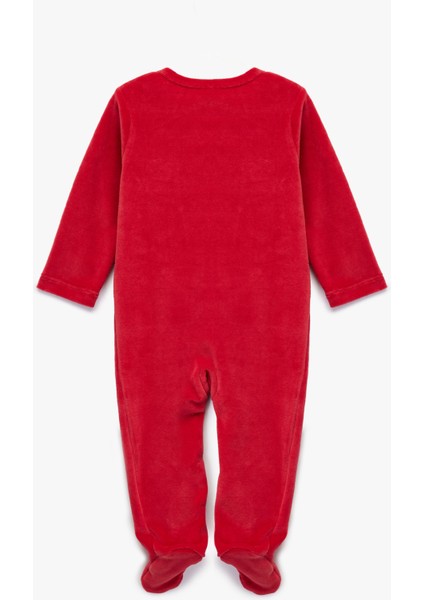 Geyik Nakışlı Uzun Kollu Bisiklet Yaka Pamuklu Kadife Tulum fiyatları