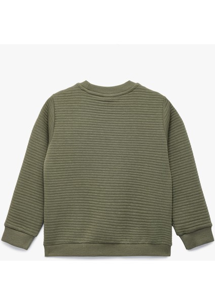 Uzun Kollu Bisiklet Yaka Dokulu Pamuklu Sweatshirt fiyatları