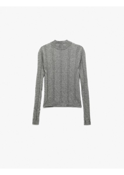 Dik Yaka Uzun Kollu Triko Kazak