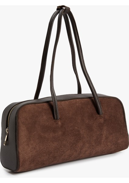 Fermuarlı Saplı Suni Süet Deri Görünümlü Büyük Omuz Çantası fiyatları