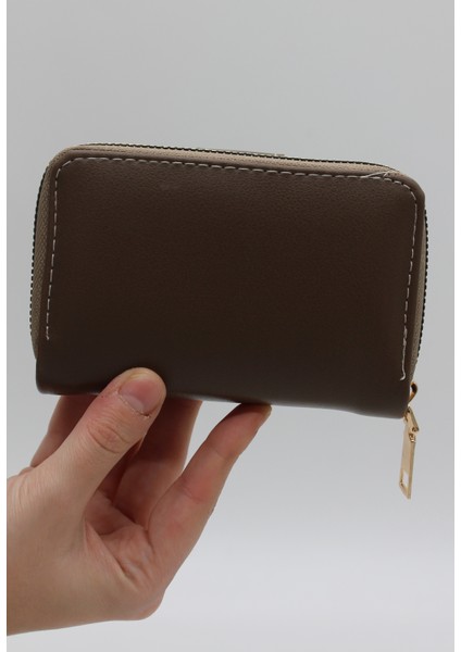 Bozuk Para Gözlü Bol Kartlıklı Vizon Mini Kadın Cüzdanı modelleri