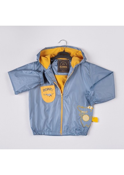 Kapüşonlu Dino Erkek Çocuk Bebemavi Yağmurluk
