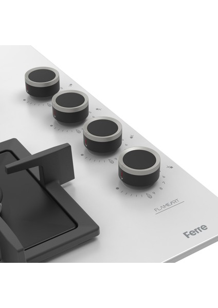 Flowart Turbolu Amörtisörlü Silenart Beyaz Cam Ankastre Set ( Kaymaz Döküm Izgara ) QBL62CB - SC206 - D081SA