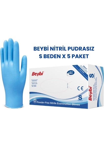 Nitril Pudrasız Muayene Eldiveni S Beden x 5 Adet