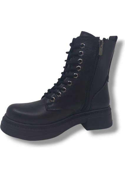 908 Kadın Siyah Bağcıklı Fermuarlı Postal Bot modelleri