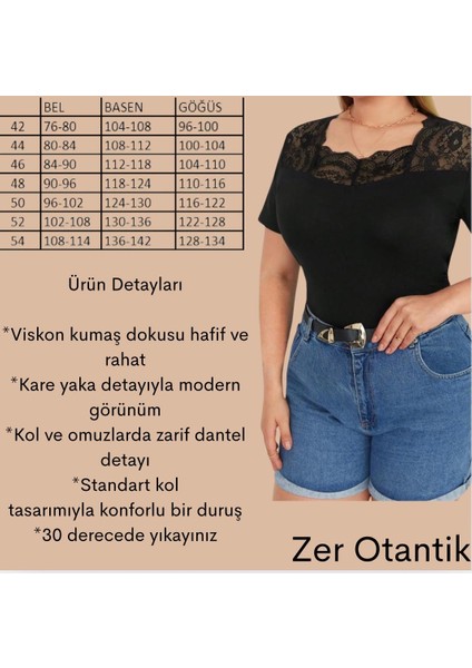 Kare Yaka Dantelli Büyük Beden Bluz Siyah fiyatları