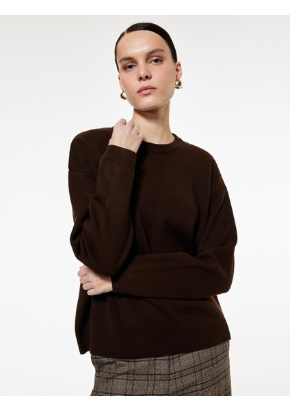 Bisiklet Yaka Uzun Kollu Triko Oversize Kazak fiyatları