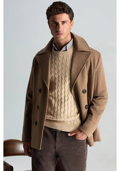 Lambswool Yün Saç Örgü Desenli Bisiklet Yaka Camel Kazak fiyatları