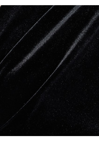 Slim Fit Kısa Yarasa Kollu Kruvaze V Yaka Midi Boy Kadife Elbise
