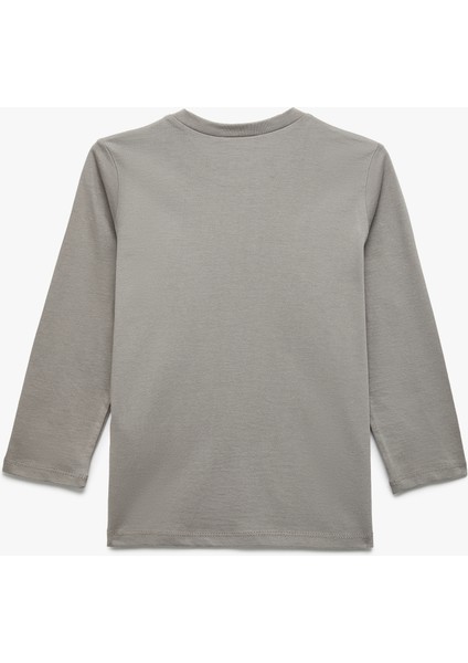 Pamuklu Uzun Kollu Bisiklet Yaka Dinozor Baskılı Tişört fiyatları