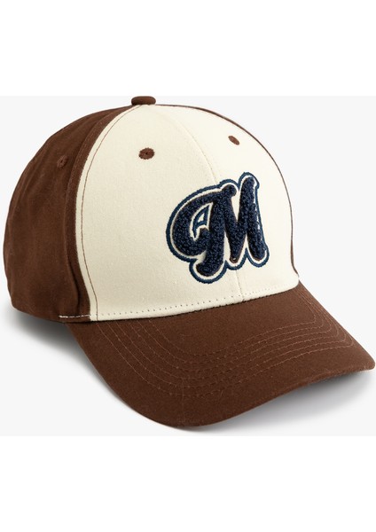 Pamuklu Kumaş Detaylı Renk Kontrastlı Kep Şapka