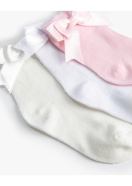 Fiyonklu Pamuklu 3'lü Soket Çorap Seti modelleri