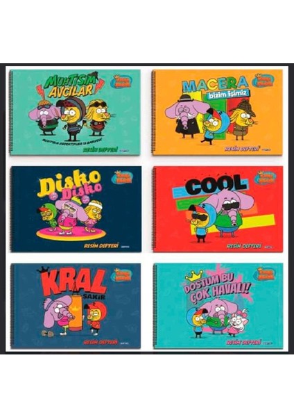 Kral Şakir Karakterleri Temalı Spiralli Resim Defteri Çocuk 17X24 Ebat 15 Yaprak Ister 1 Adet Ister 2 Adet Isterseniz 4 Adet modelleri