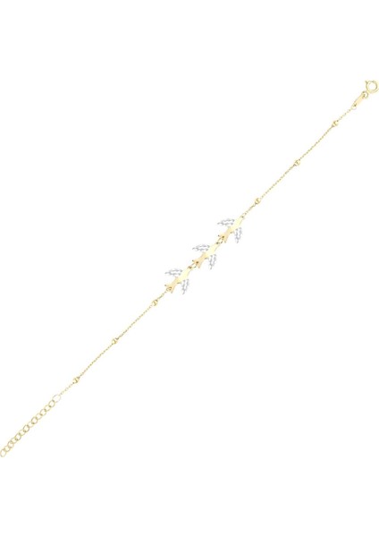 14 Ayar Iki Renkli Kırlangıç Tasarım Altın Bileklik