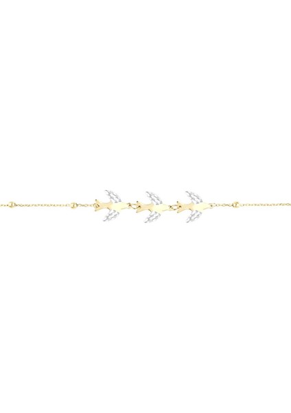 14 Ayar Iki Renkli Kırlangıç Tasarım Altın Bileklik fiyatları