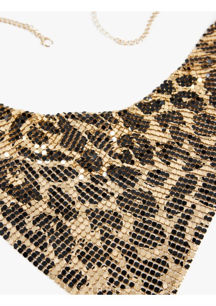 Leopar Desenli Metal Bandana Kolye fırsatları