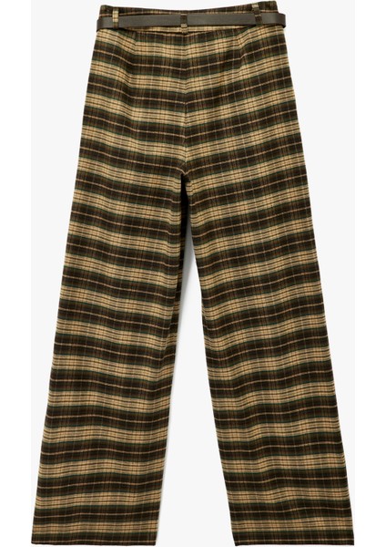 Kemer Detaylı Cepli Geniş Paça Ekose Pantolon fırsatları