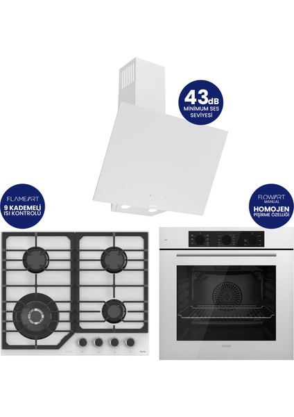 Flowart Turbolu Asimetrik Silenart Beyaz Cam Ankastre Set QBL62CB - NT026WFA - D078SA