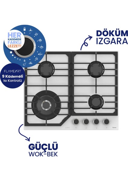 Flowart Turbolu Asimetrik Silenart Beyaz Cam Ankastre Set QBL62CB - NT026WFA - D078SA modelleri