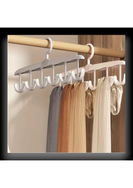 6 Kancalı Yer Tasarruflu Dolap Içi Askı – Pratik Plastik Düzenleyici Aparat | Elbise ve Aksesuar Askısı Dolap Organizeri