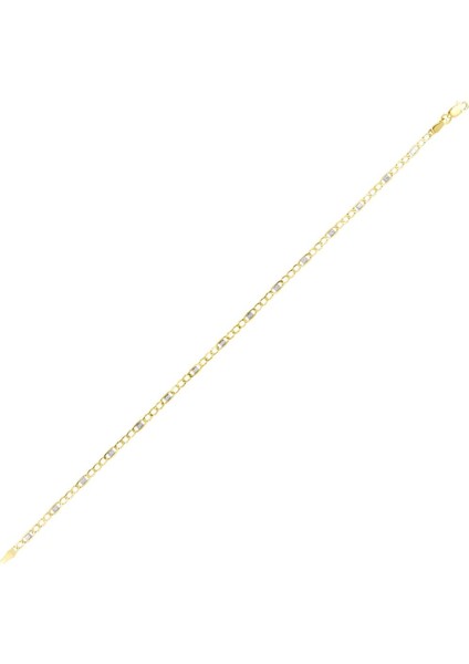 14 Ayar Iki Renkli Tasarım Zincir Altın Bileklik