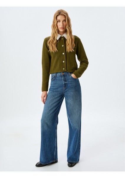 Uzun Kollu Düğmeli Cepli Bisiklet Yaka Hırka fiyatları