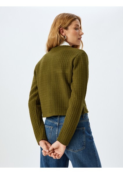 Uzun Kollu Düğmeli Cepli Bisiklet Yaka Hırka fırsatları