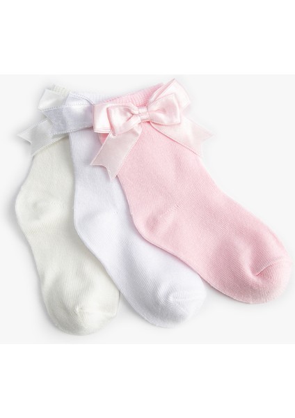 Fiyonklu Pamuklu 3'lü Soket Çorap Seti