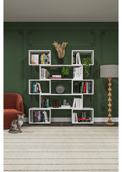 Asratrend Dk-02 Dekoratif Modern Kitaplık – Duvar/köşe Modüler Şık Tasarım, Salon & Ofis Kitaplığı