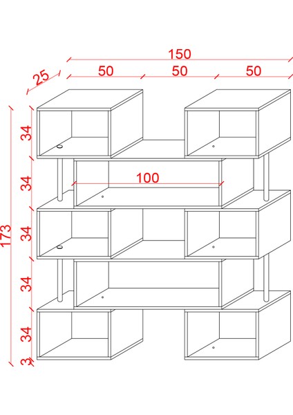 Asratrend Dk-02 Dekoratif Modern Kitaplık – Duvar/köşe Modüler Şık Tasarım, Salon & Ofis Kitaplığı fırsatları