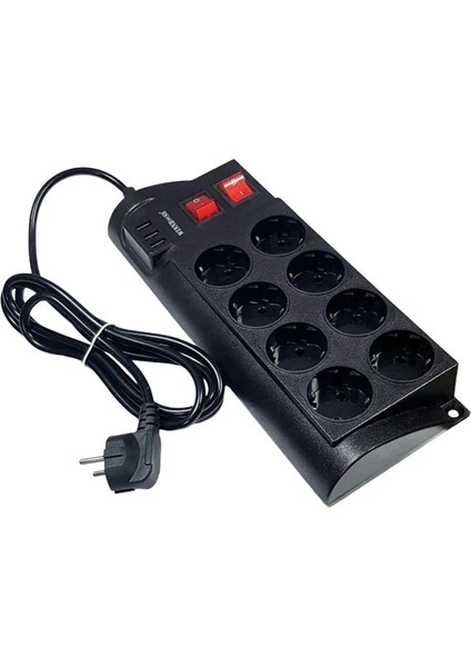 Termal Akım Korumalı Anahtarlı 8li Priz 2mt 8li 3xusb 16A 4000W fiyatları