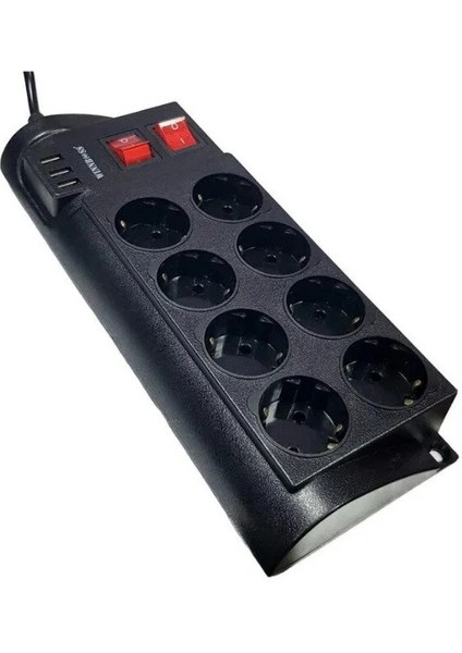 Termal Akım Korumalı Anahtarlı 8li Priz 2mt 8li 3xusb 16A 4000W modelleri