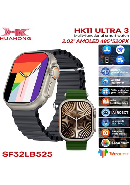 Watch Hk 11 Ultra 3 Amoled Akıllı Saat Iphone ve Android Tüm Telefonlara Uyumlu Amoled Ekran
