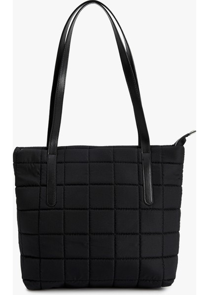 Dikiş Detaylı Saplı Şişme Tote Çanta