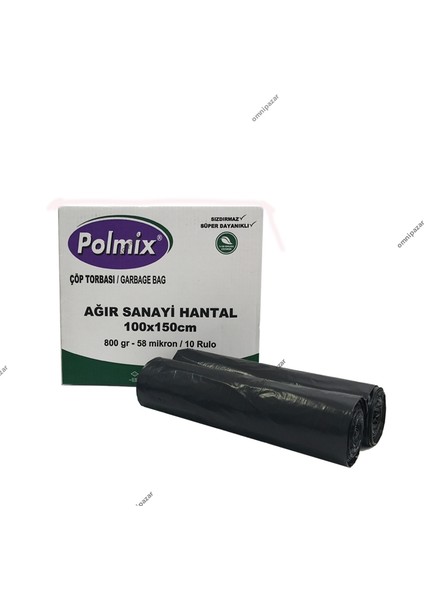 Omnipazr Polmix Ağır Hantal 100X150 cm Çöp Poşeti 10 Rulo 100 Ad 8 kg Siyah fiyatları