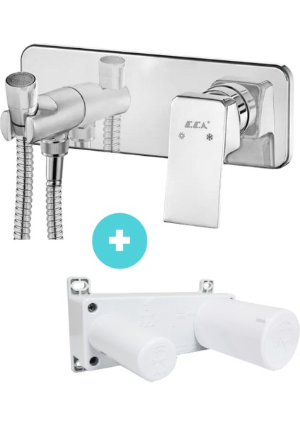 Tiera Ankastre Taharet Shut-Off Bataryası El Duşlu Sıva Üstü Grubu + Sıva Altı 102167005-KE