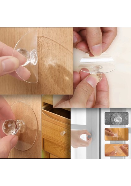 2'li Kristal Görünümlü Güçlü Yapışkanlı Kulp Askı – Delmeden Montajlı Pratik Tutma Kolu | Dolap, Çekmece ve Kapaklar Için fırsatları