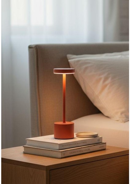 Mimosa Eko Turuncu Şarjlı Masa Lambası / 3 Kademe Dokunmatik / USB Şarjlı