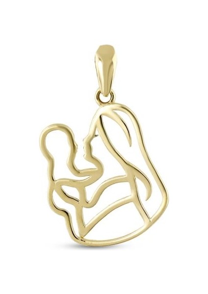 14 Ayar Anne Çocuk Tasarım Altın Kolye Ucu