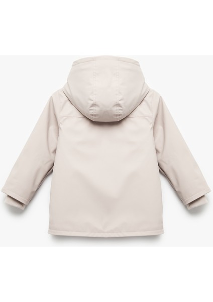 Peluş Detaylı Kapaklı Cepli Uzun Kollu Kapşonlu Kaban fiyatları