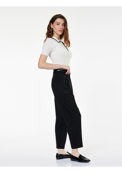 Cepli Pile Detaylı Kemerli Kumaş Cigarette Pantolon fiyatları