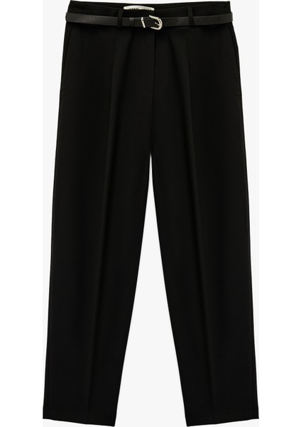 Cepli Pile Detaylı Kemerli Kumaş Cigarette Pantolon modelleri