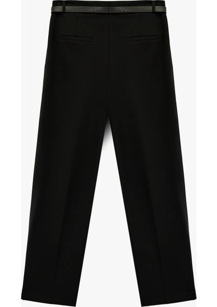 Cepli Pile Detaylı Kemerli Kumaş Cigarette Pantolon fırsatları