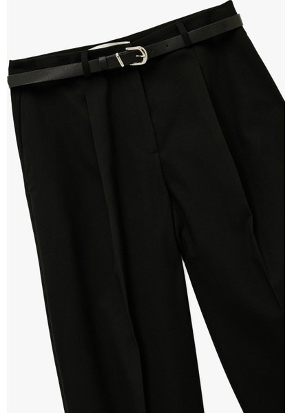 Cepli Pile Detaylı Kemerli Kumaş Cigarette Pantolon indirimleri