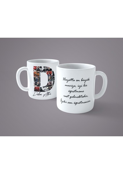 Öğretmenler Gününe Özel Atatürk Resimli D Harfli Isimli Baskılı Kupa Bardak modelleri