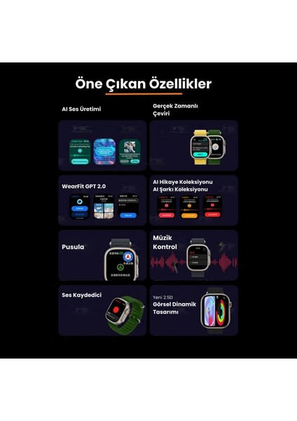 Watch Hk 11 Ultra 3 Amoled Akıllı Saat Iphone ve Android Tüm Telefonlara Uyumlu Amoled Ekran fiyatları