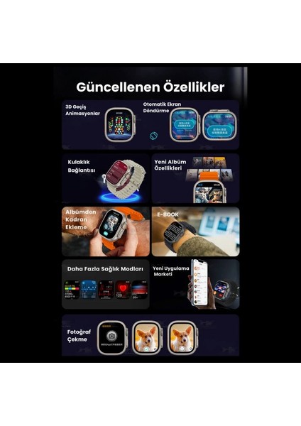 Watch Hk 11 Ultra 3 Amoled Akıllı Saat Iphone ve Android Tüm Telefonlara Uyumlu Amoled Ekran fırsatları