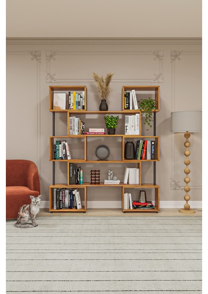 Asratrend Dk-02 Dekoratif Modern Kitaplık – Duvar/köşe Modüler Şık Tasarım, Salon & Ofis Kitaplığı