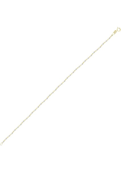 14 Ayar Iki Renkli Tasarım Zincir Altın Bileklik