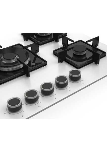 Flowart Turbolu 5 Gözlü Amörtisörlü Silenart Beyaz Cam Ankastre Set QBL62CB - SS036 - D081SA